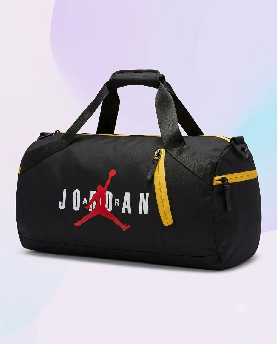 Black Sports Gym Bag with Yellow Accent Zippers