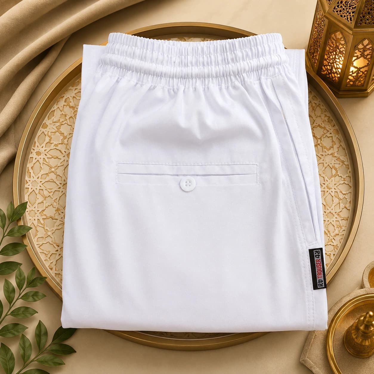 Classic White Elastic Waist Paijama