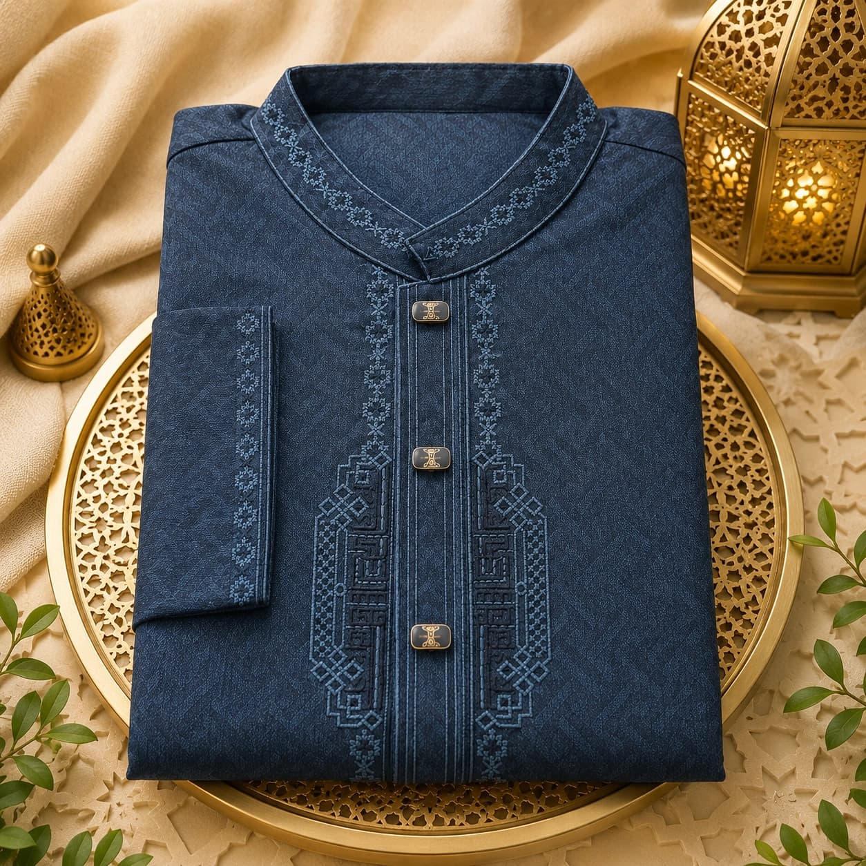 Deep Navy Tonal Decorative Panjabi