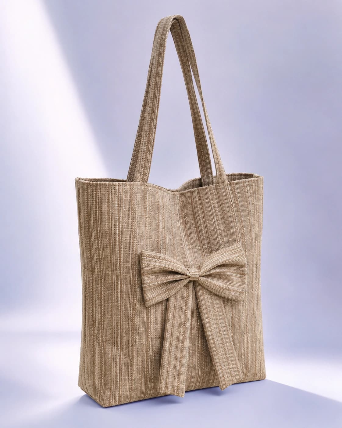 Light Brown Textured Bow Women’s Tote Bag